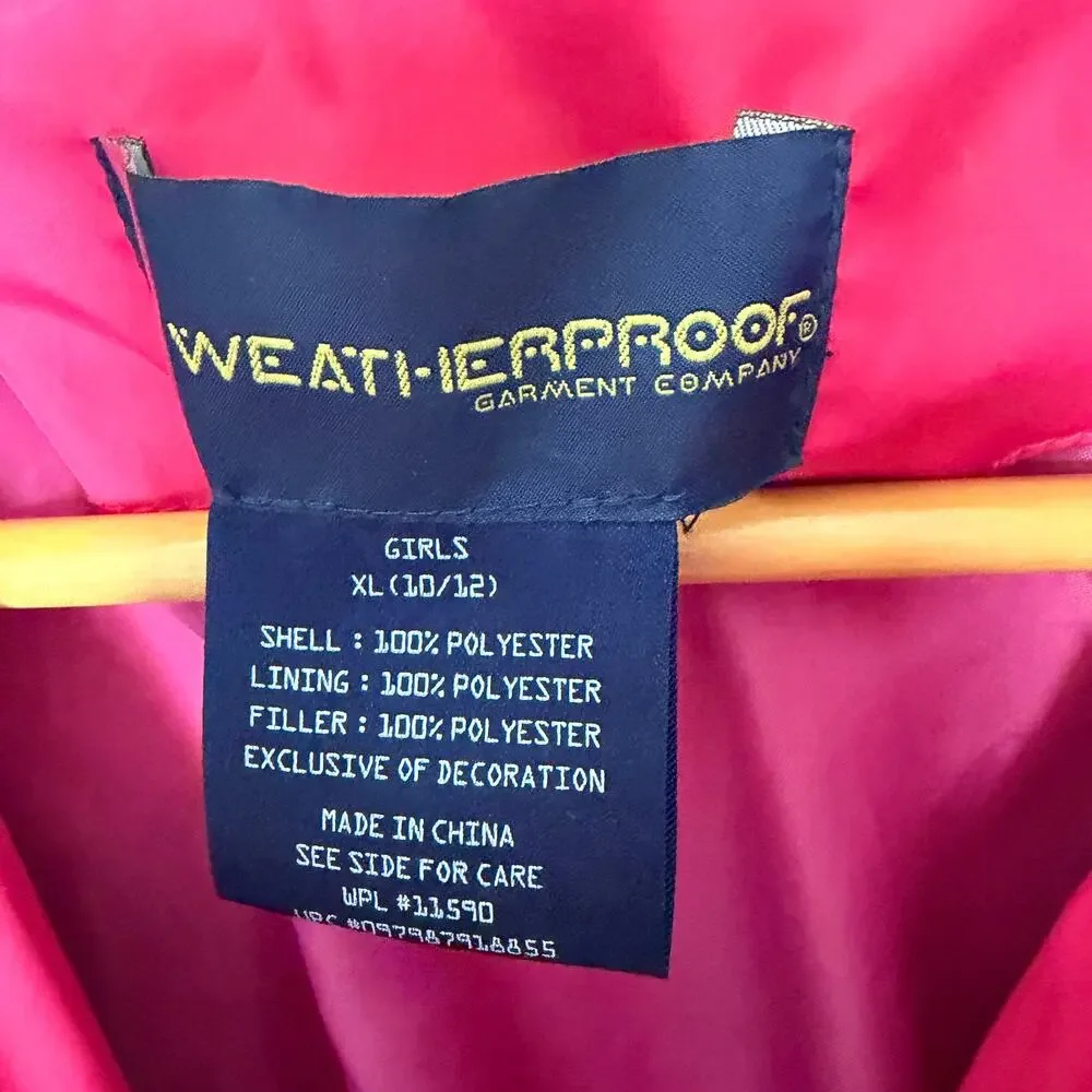 Weatherproof Garment Company Purple Pink Puffy Jacket XL 10/12